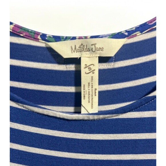 Matilda Jane Maxi Dress Small Blue White Stripe The Road Ahead Modest Casual - Picture 3 of 3